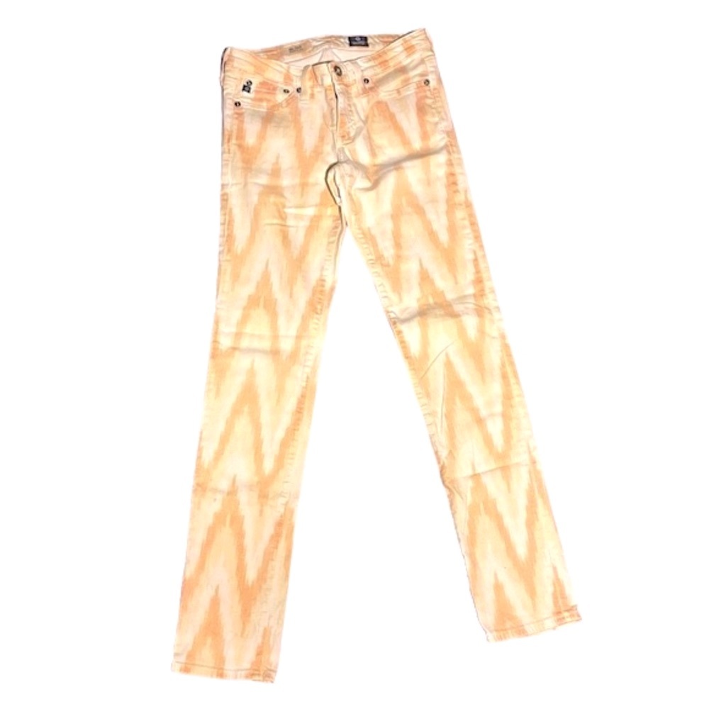 Y2K Vintage Low Rise AG Orange and cream zig zag tribal jeans - Picture 4 of 8